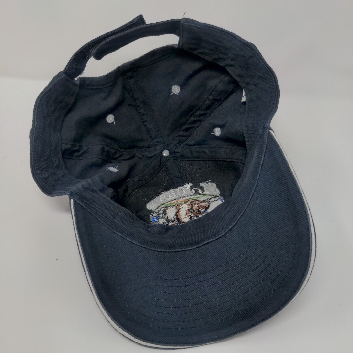 St. John's Fishing Lodge Strapback Hat Blue OSFA Adjustable Embroidered Cotton