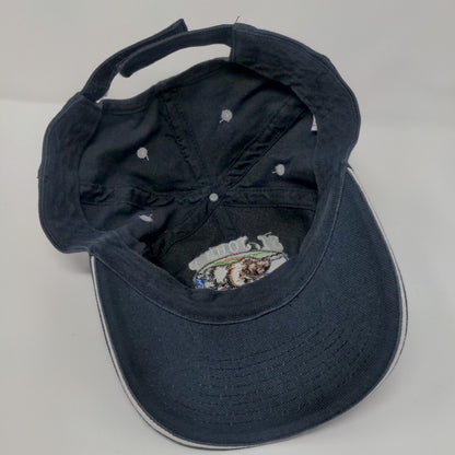 St. John's Fishing Lodge Strapback Hat Blue OSFA Adjustable Embroidered Cotton