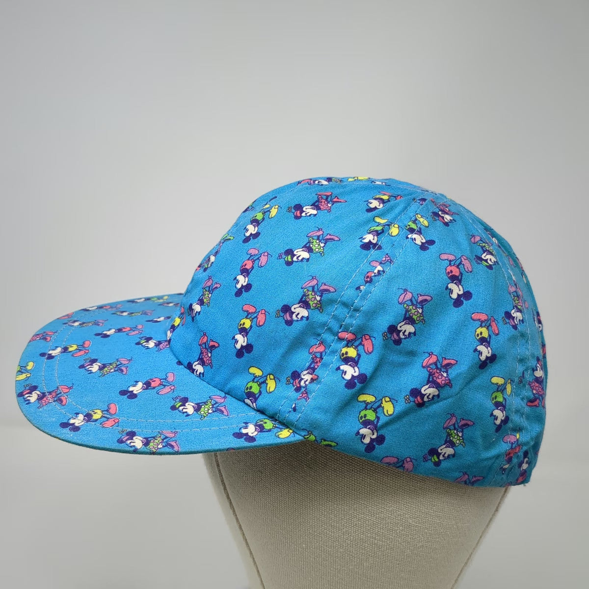 Mickey Minnie Mouse All Over Print Blue Baseball Cap One Size Hat Disney Graphic
