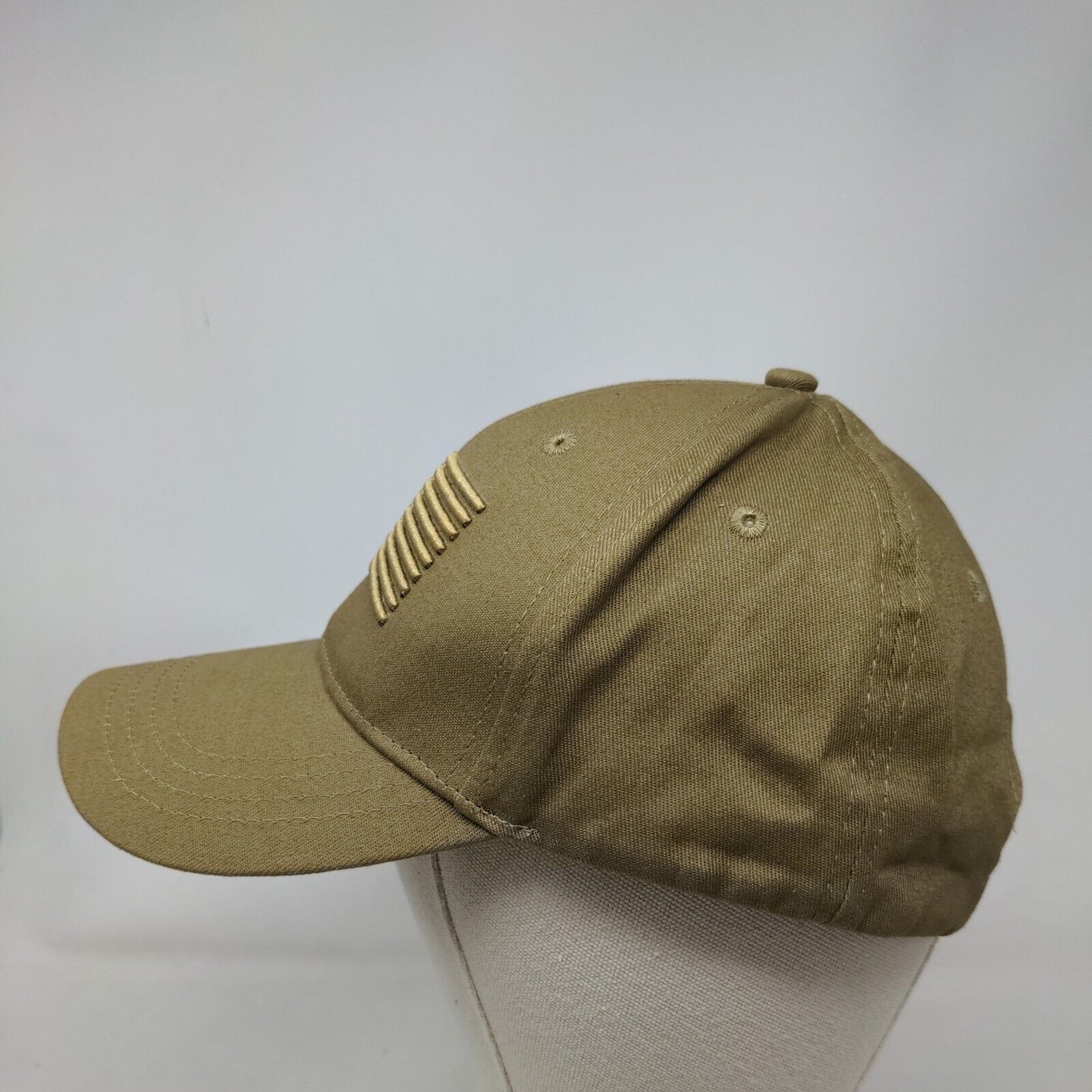 American Flag Slideback Hat Tan One Size Embroidered Adjustable 6 Panel