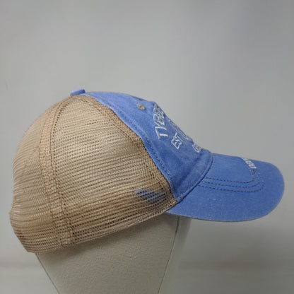 Lucky Men's Snapback Mesh Back Hat Blue Embroidered Tybee Island Georgia Logo