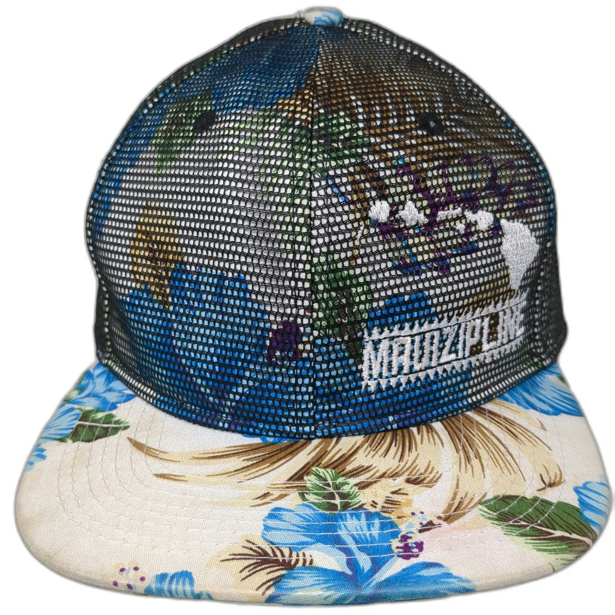 Double Portion Supply Maui Zipline Snapback Black One Size Floral Hat Mesh