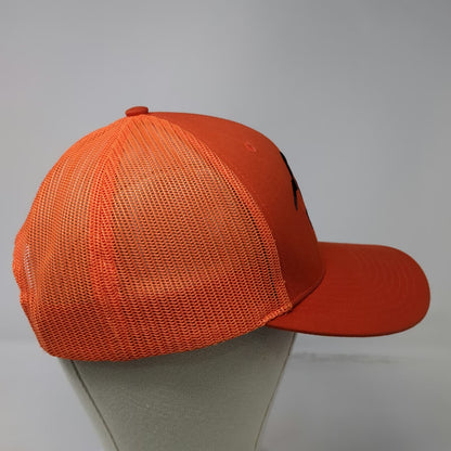Richardson Trucker Hat Orange One Size Twin Peaks Machining Mountains Mesh 112