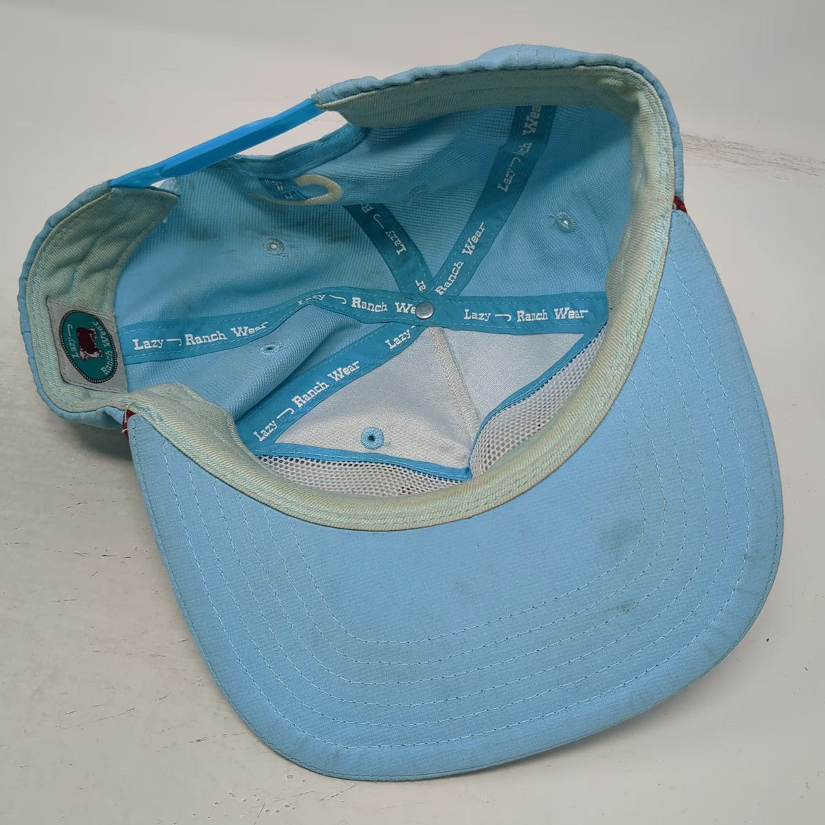 Lazy J Ranch Wear 5 Panel Blue One Size Rope Hat Snapback Bull Graphic Premium