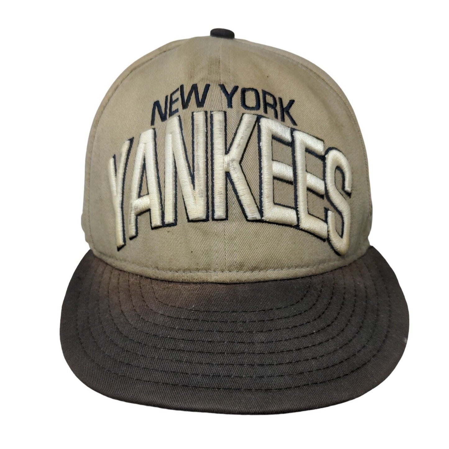 New Era MLB New York Yankees Snapback Hat Tan Size M-L Faded Distressed