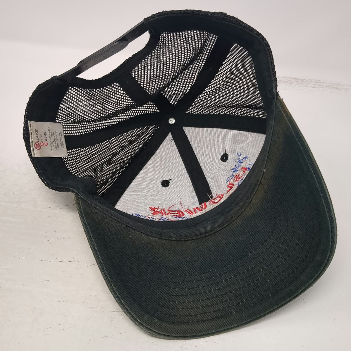 Quake City Caps Trucker Hat Black OSFM The Blower Shop American Flag Snapback