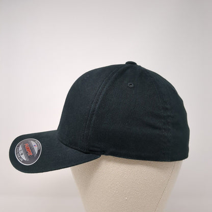 Otis Fitted Hat Black S-M Embroidered Solid 6 Panel Flexfit Yupoong