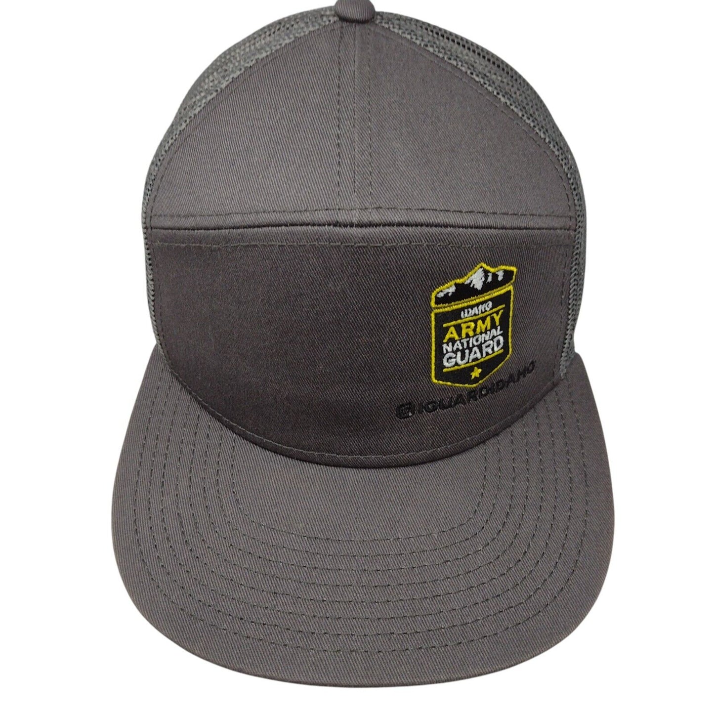 Idaho Army National Guard Snapback Trucker Hat Gray OSFM Mesh Back Otto