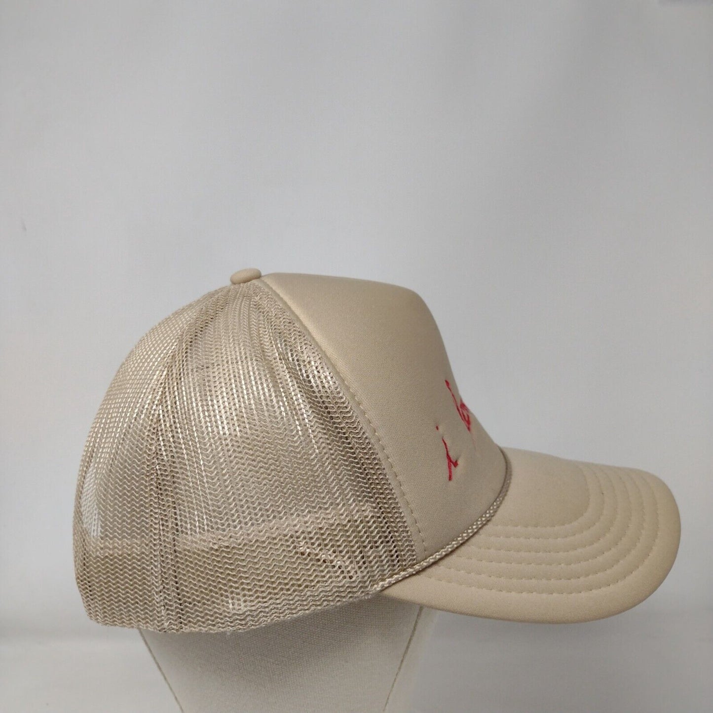 I Love You Snapback Trucker Hat Tan OSFM Adjustable Mesh Back Rope Otto