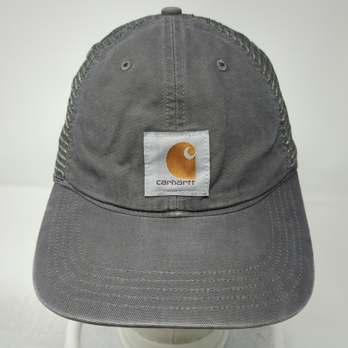 Carhartt Trucker Hat Gray One Size Mesh Back Snapback Logo Patch Workwear Canvas