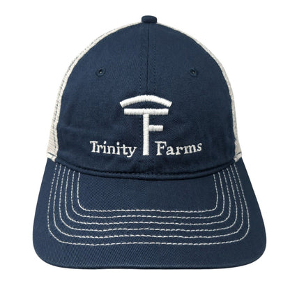 Trinity Farms Strapback Trucker Hat Blue One Size Adjustable Mesh Back District