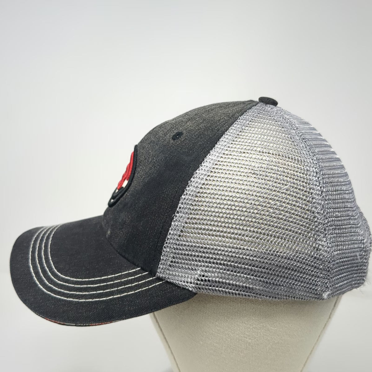 Colorbiotics Baseball Cap Black Mesh Back Gray Red White One Size Strapback Hat
