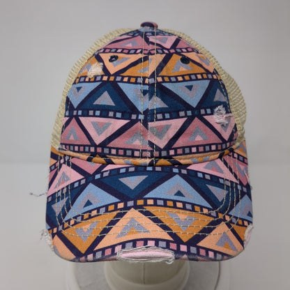 C.C. Ponyback Strapback Trucker Hat Multi OS Adjustable Distressed Mesh Back