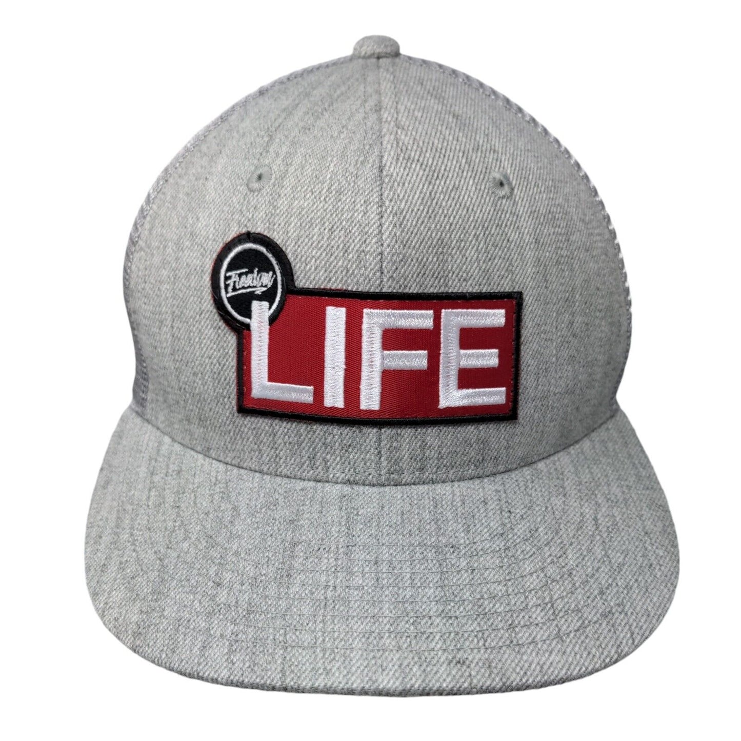 Life Snapback Trucker Hat Gray OSFM Adjustable Embroidered Mesh Back 6 Panel