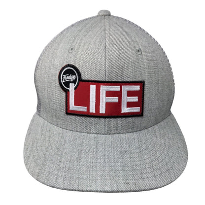 Life Snapback Trucker Hat Gray OSFM Adjustable Embroidered Mesh Back 6 Panel