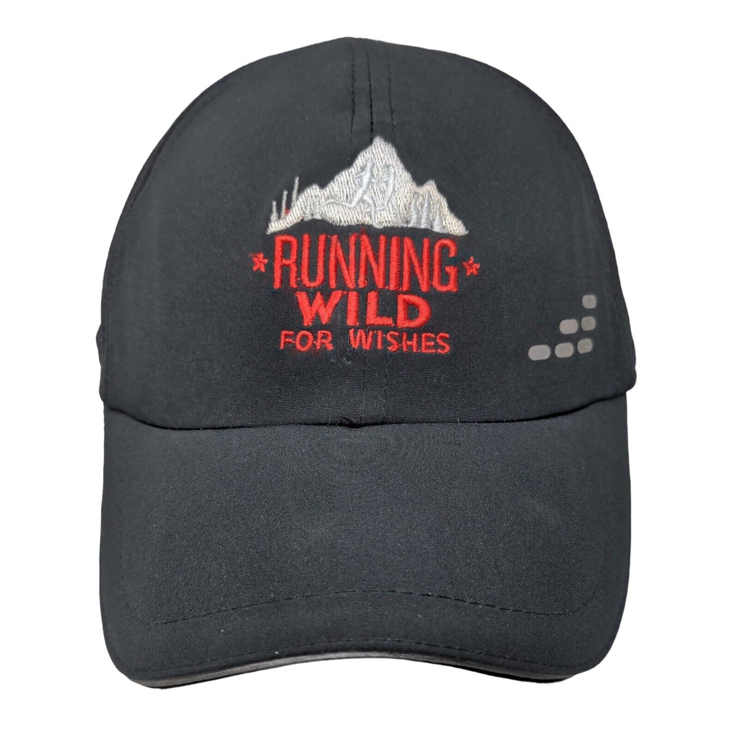 Running Wild For Wishes Strapback Hat Black One Size Mesh Embroidered