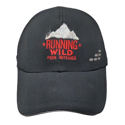 Running Wild For Wishes Strapback Hat Black One Size Mesh Embroidered