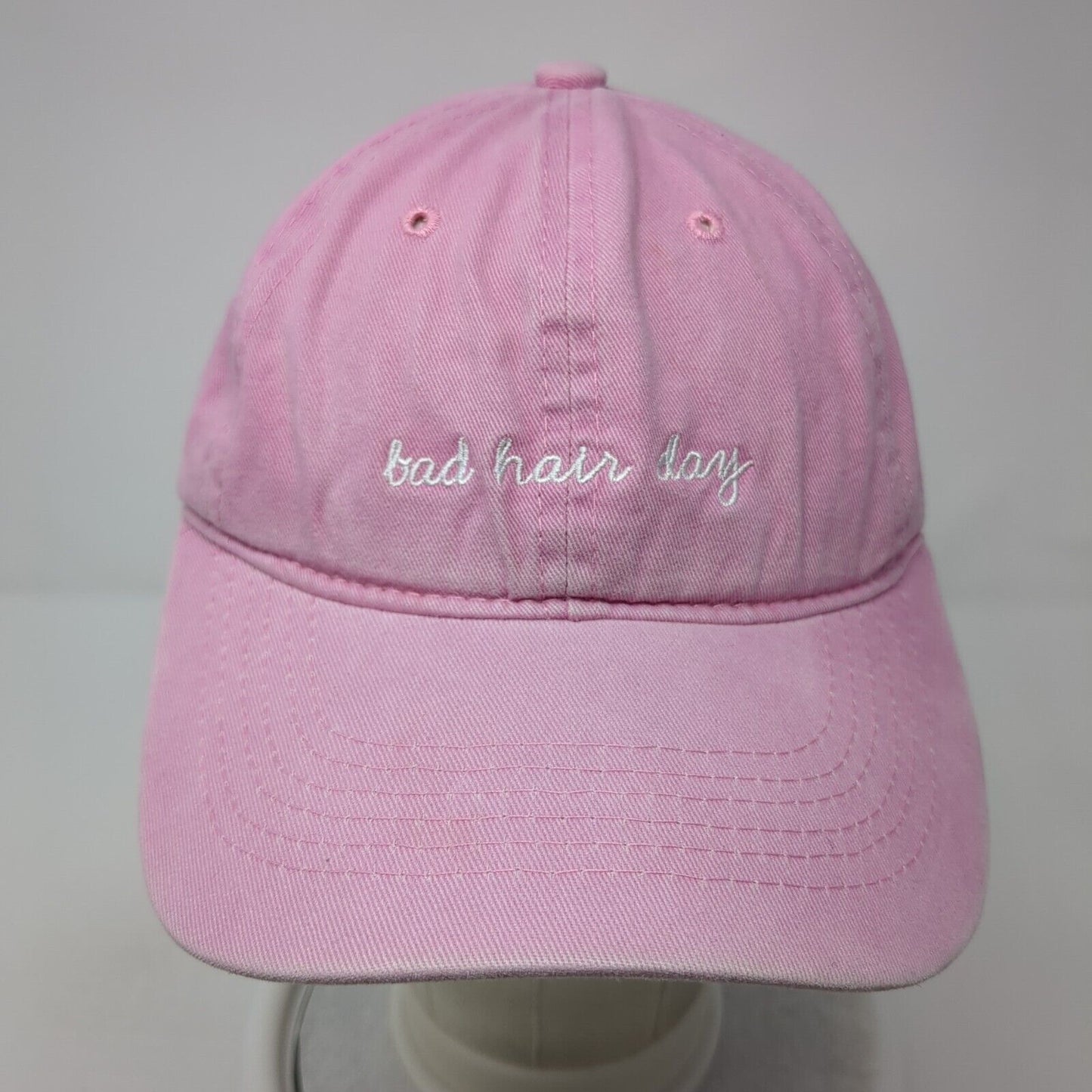 Bad Hair Day Slideback Hat Pink One Size Adjustable Embroidered 6 Panel