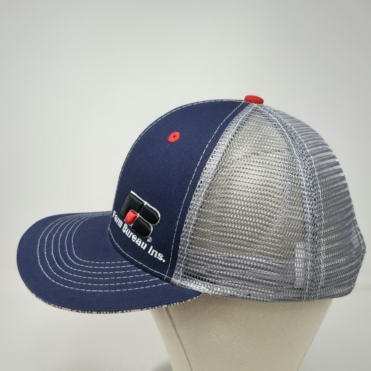 Buck's Bags Trucker Hat Blue One Size Farm Bureau Ins American Flag Underbrim