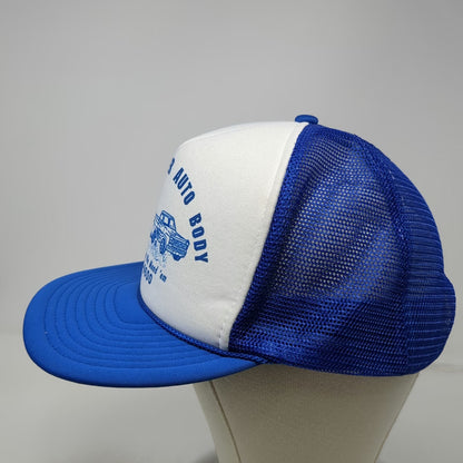 Nissin Trucker Hat Blue White One Size Road Runner Auto Body Mesh Snapback Foam