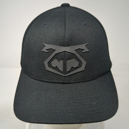 Flexfit Baseball Cap Black M Raised Logo NP Embroidery Wool Blend Comfort hat