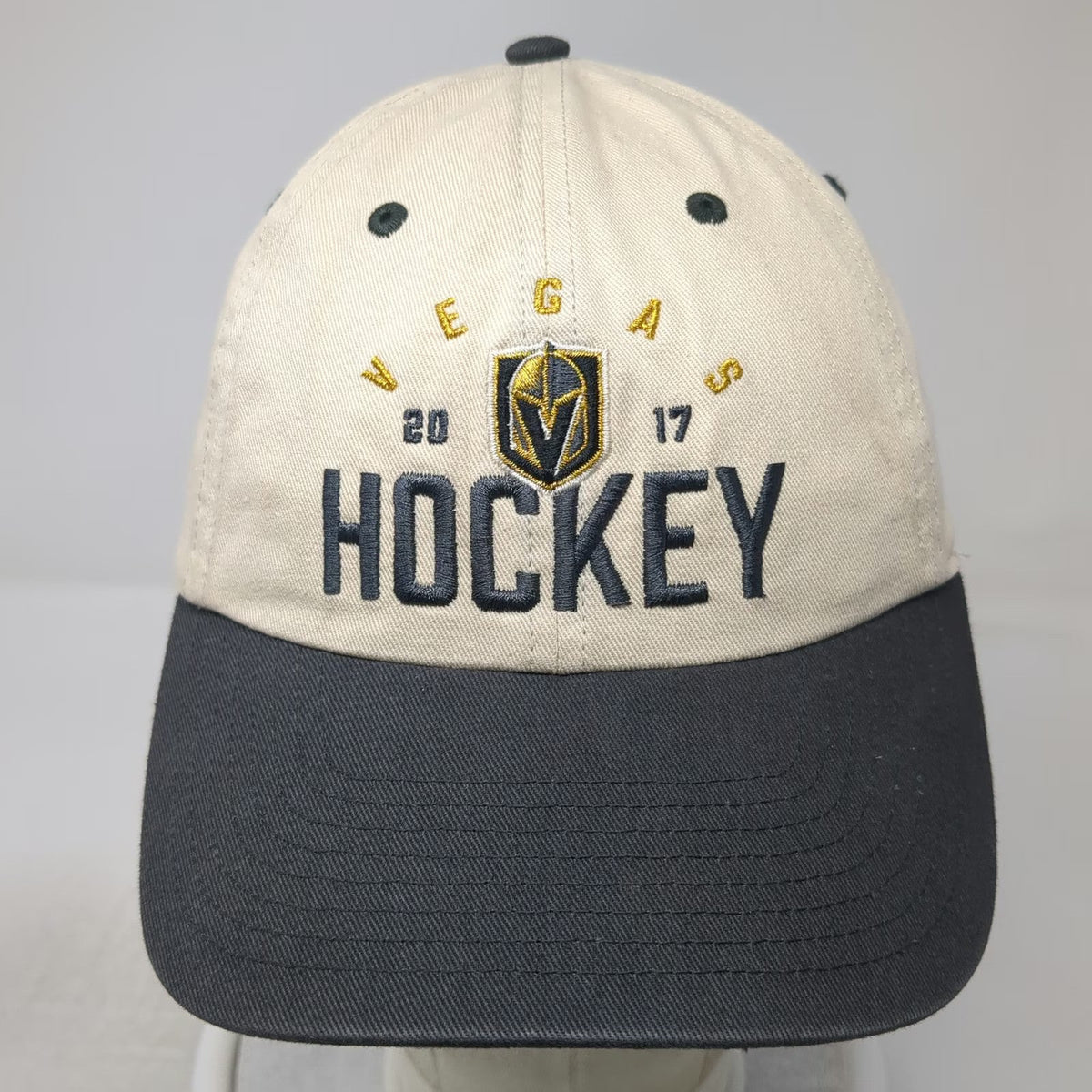 Vegas Golden Knights NHL Fan Favorite Snapback Hat Beige Black OSFM 2017 Shield