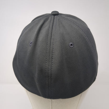 Reebok Fitted Hat Gray Large Embroidered Stretch Solid Vent Holes