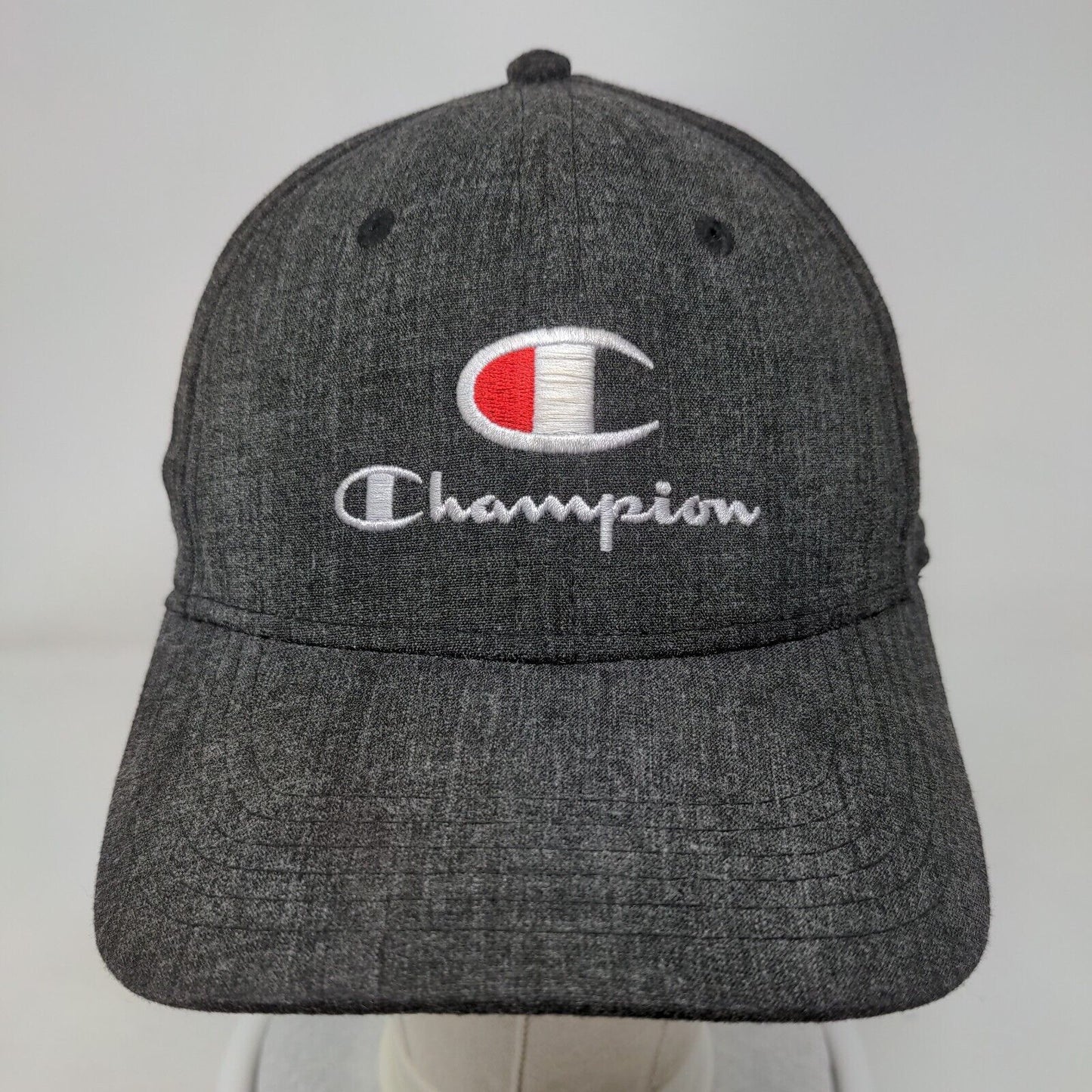 Champion Snapback Hat Gray OSFA Adjustable Embroidered Logo 6 Panel