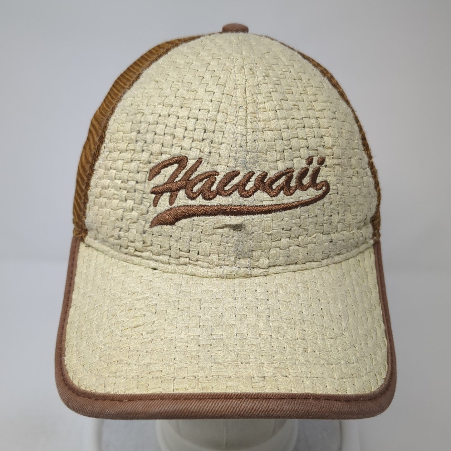 Hawaii Straw Weave Trucker Hat Brown OS Adjustable Mesh Back Dorfman Pacific Co.