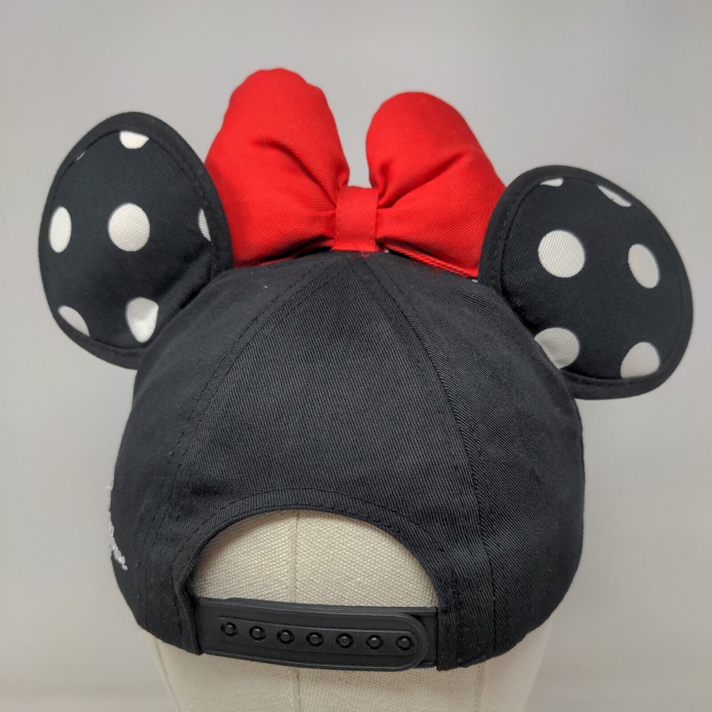 Disney Parks Women's Snapback Hat Minnie Mouse Ears Cap Black Bow