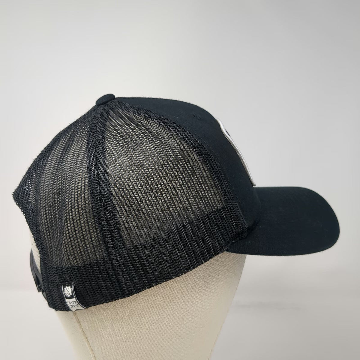 Salty Crew Trucker Hat Black One Size Bass Fish Fishing Patch Mesh Snapback Hat