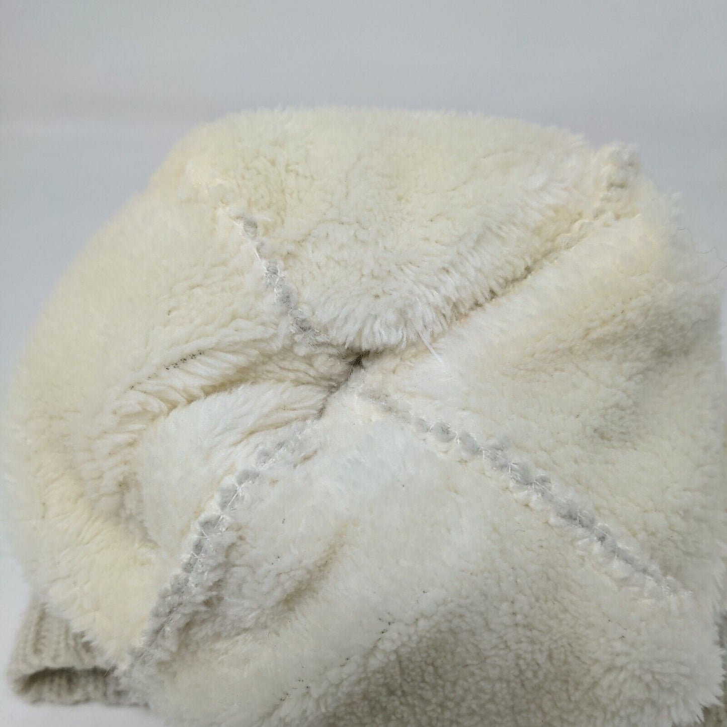Britt's Knits Beanie Hat Cream One Size Hand Knitted Faux Fur Pom Pom