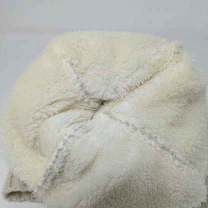 Britt's Knits Beanie Hat Cream One Size Hand Knitted Faux Fur Pom Pom