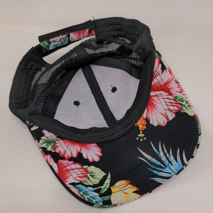 Floral Print Strapback Mesh Back Trucker Hat Multi Adjustable Hawaiian