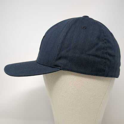 Hurley Baseball Cap Blue M Herringbone Flexfit Embroidered Logo Curved Brim Hat