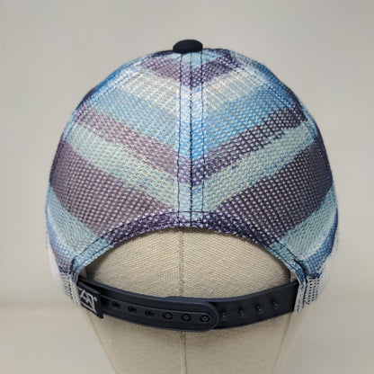 Avalanche Snapback Mesh Back Trucker Hat Blue One Size Striped 6 Panel