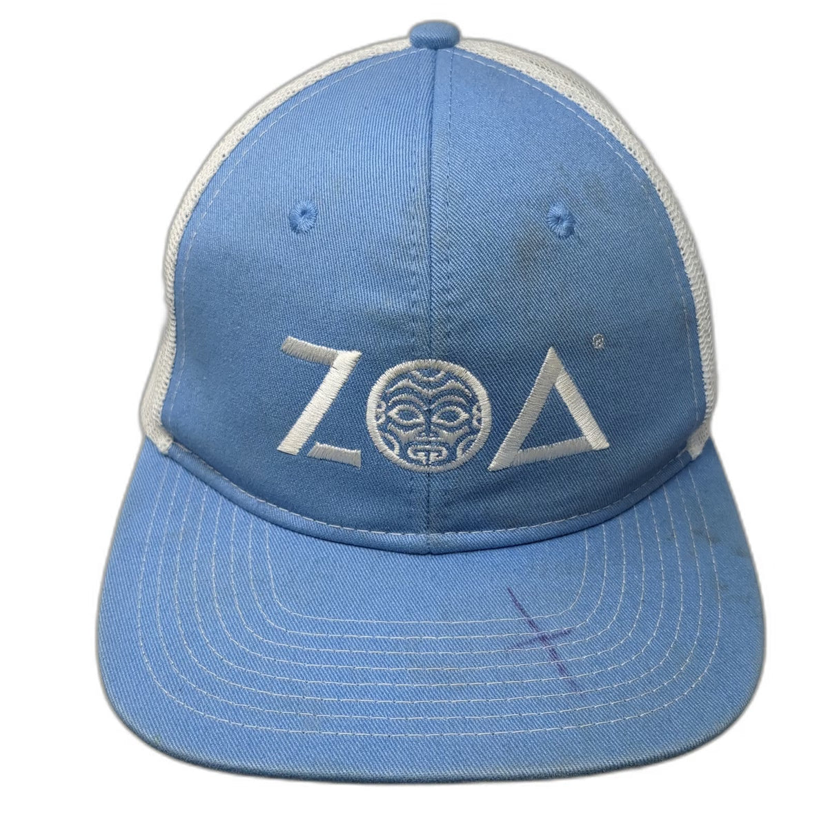 Port Authority Trucker Hat Blue White One Size Embroidered ZOA Logo Snapback