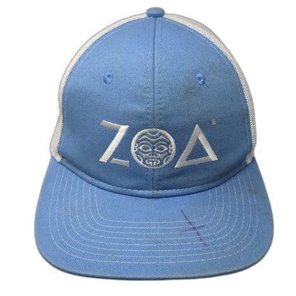 Port Authority Trucker Hat Blue White One Size Embroidered ZOA Logo Snapback