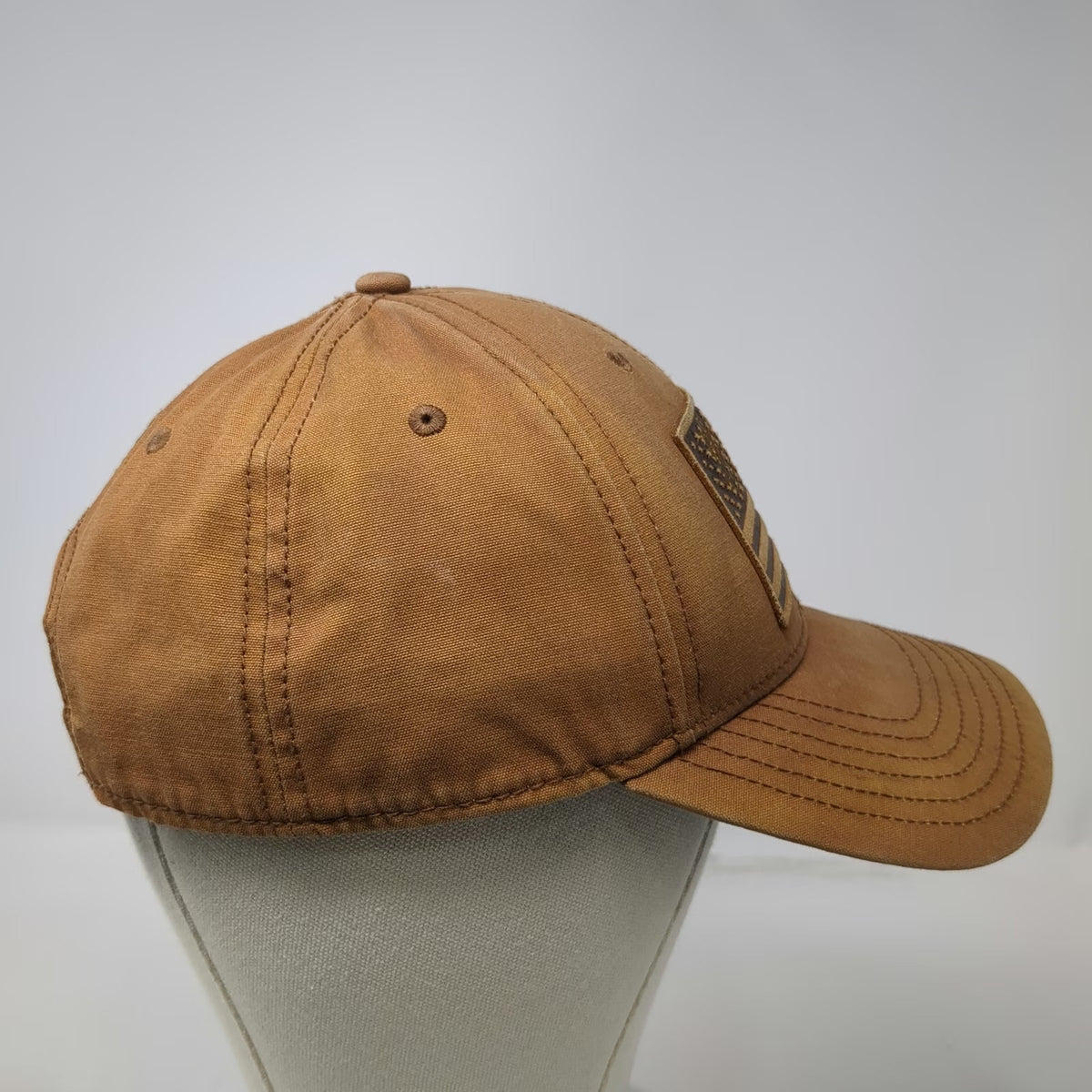 Browning Snapback Hat Brown One Size Leather Look Flag Patch Buckmark Logo