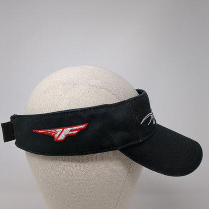 Fly Racing Strapback Sun Visor Hat Black One Size Adjustable Embroidered