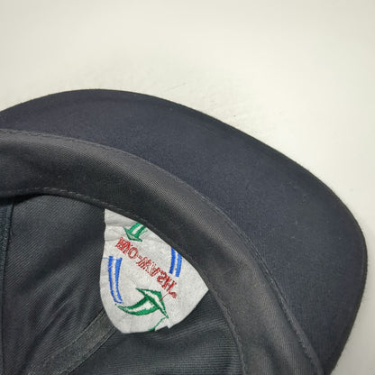 AJM Baseball Cap Black One Size Slideback Hat Bio-Wash Factory Certified Logo