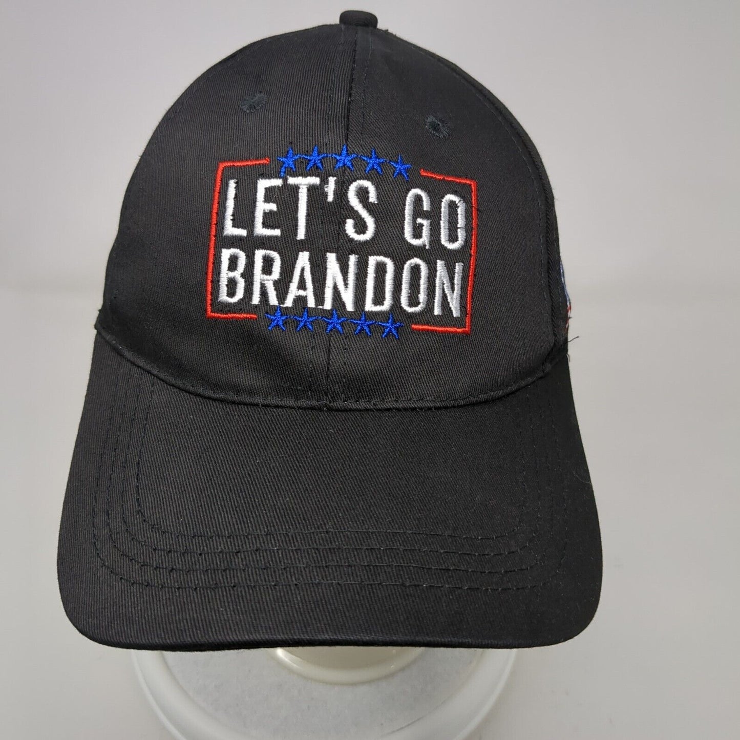 Let's Go Brandon Slideback Hat Black One Size Adjustable Embroidered Patriotic