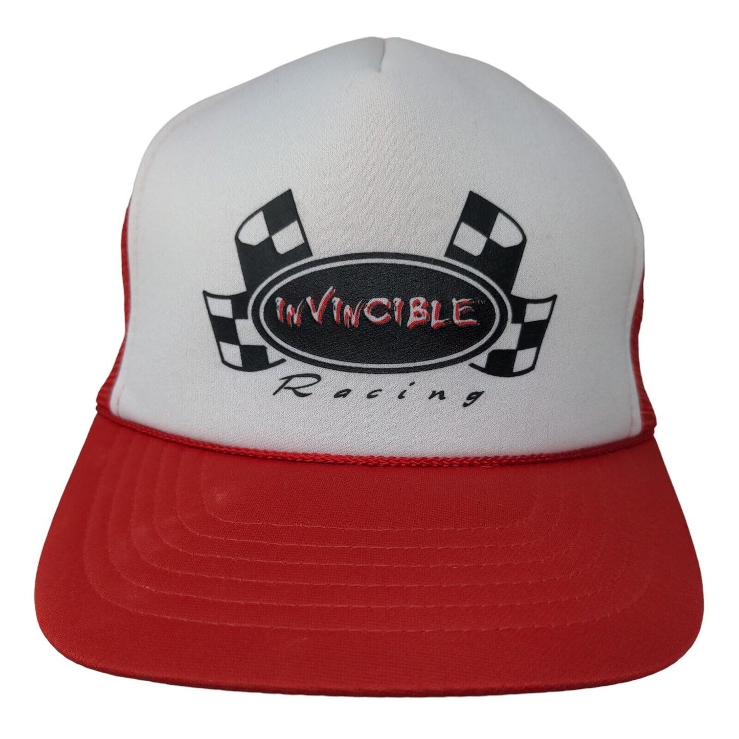 KC Men's Snapback Mesh Back Trucker Hat Red White OSFA Invincible Racing