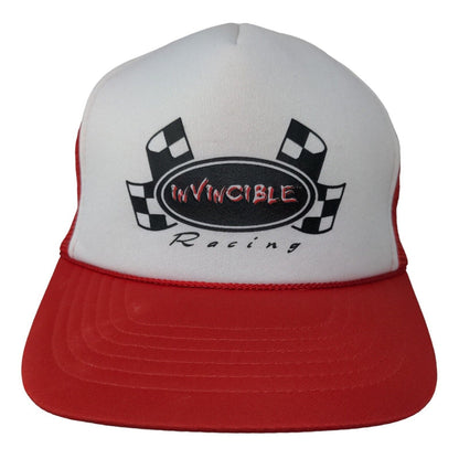 KC Men's Snapback Mesh Back Trucker Hat Red White OSFA Invincible Racing