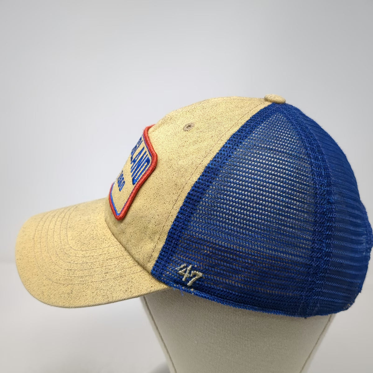 New England Patriots NFL '47 Trucker Hat Beige Blue One Size Snapback Mesh Patch