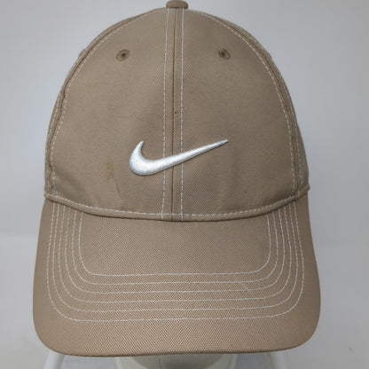 Nike Baseball Cap Brown One Size Contrast Stitch White Swoosh Golf Strapback Hat