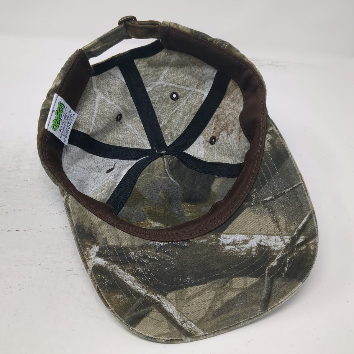 Graffiti Baseball Cap Green Brown One Size Kuma Embroidery Camo Slideback Hat