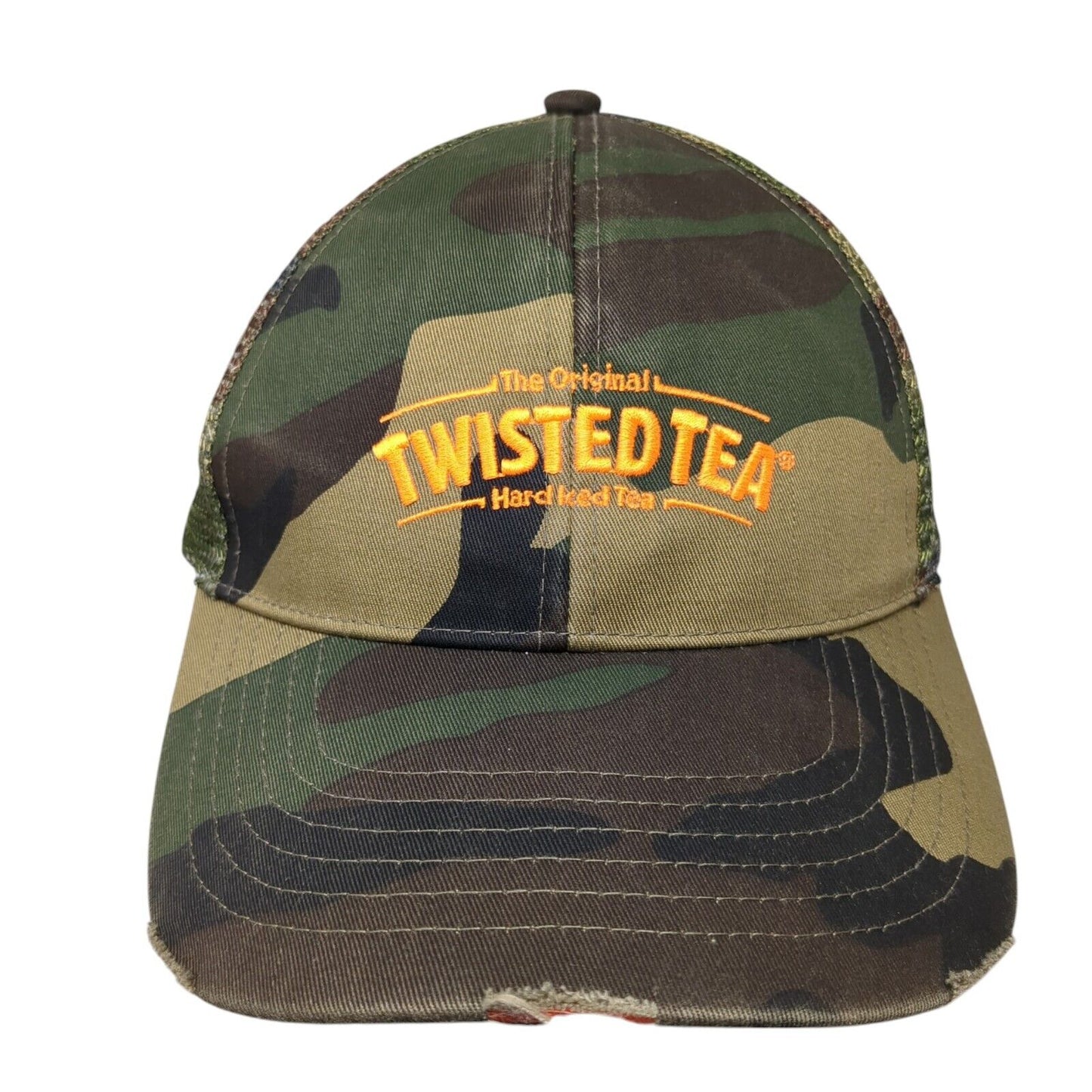 The Original Twisted Tea Hard Iced Tea Strapback Trucker Hat Camouflage OS Mesh