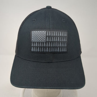 Pine Tree USA Flag Fitted Mesh Back Trucker Hat Black XL Columbia