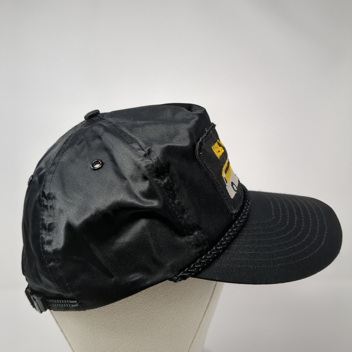 Vintage INE Transportation Claspback Trucker Hat Black Rope Patch Logo Bus